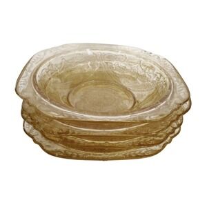 30's Federal Glass Patrician Amber Depression Glass 5" Bowls Set of 4 +1 extra